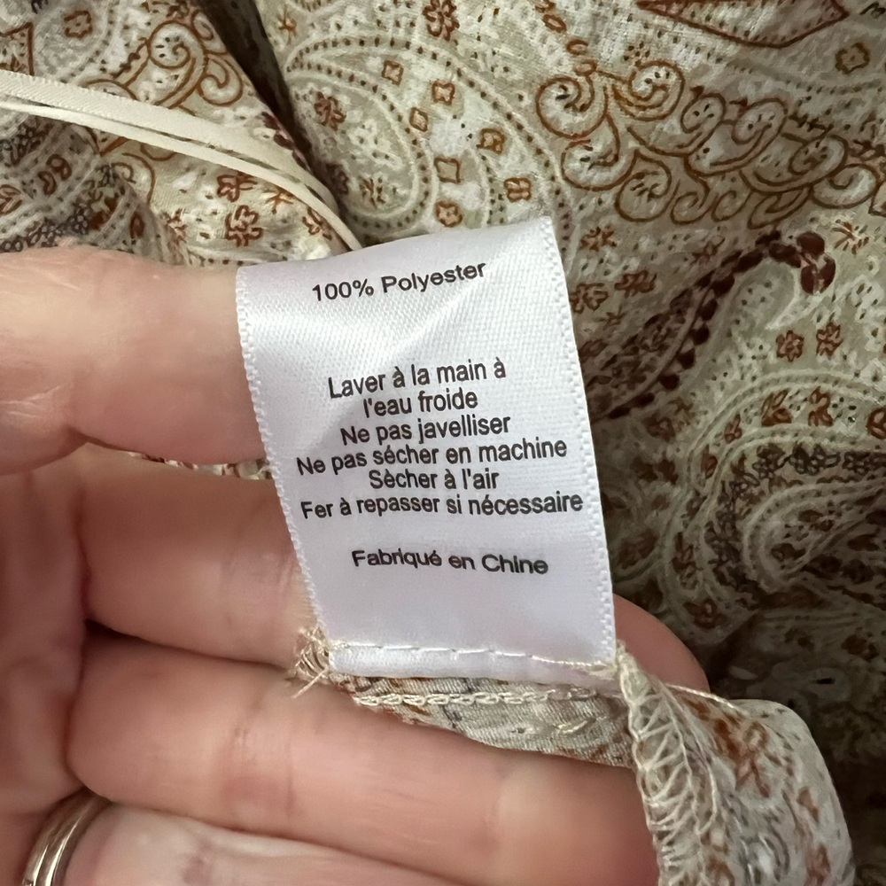 Lush Cream and Brown Paisley Jumpsuit Size Medium New - Picture 5 of 7